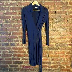 Diane Von Furstenberg Navy Long Sleeve Dress